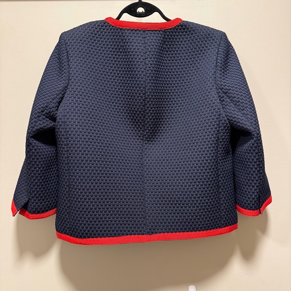 J.Crew Navy Matelassé Three-Quarter Sleeve Lady Jacket - Size 8 - Picture 3 of 9